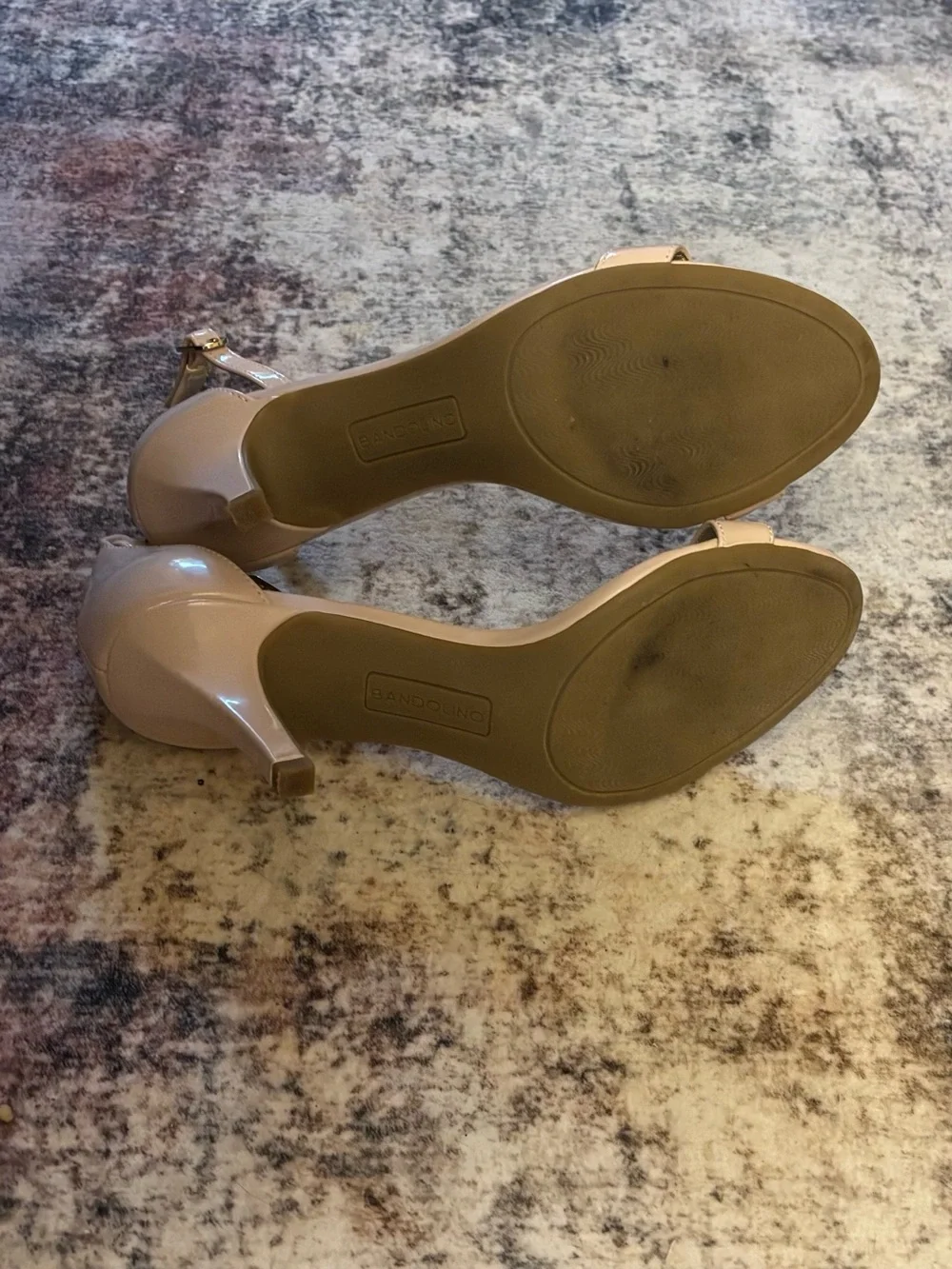 Bandolino Madia Blush Pink Patent Ankle Strap Heels Sandals 7.5M